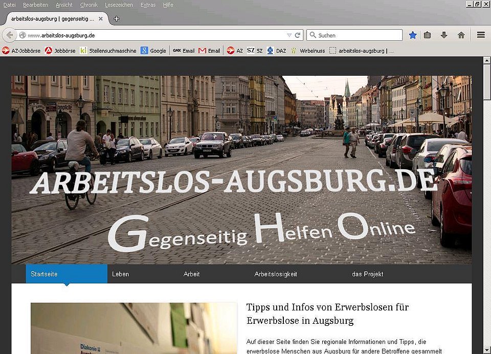 Gegenseitig helfen - online! Info-Webseite von Erwerbslosen für Erwerbslos in Augsburg